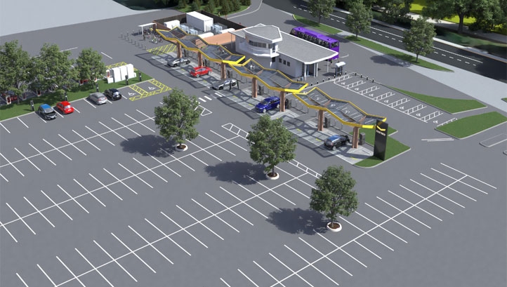 Pictured: An artist's impression of the Oxford Superhub. Image: Pivot Power/ Greenhouse PR